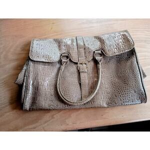 Jessica Simpson Faux Alligator Animal Print Large Beige Purse Handbag